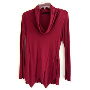 The Trefinery | Women's Stretch Long Sleeve Cowl Neck Tunic Sweater Size XS Red